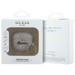 „Guess 4G Charm Collection“ dėklas, skirtas „AirPods 4“ – rožinis