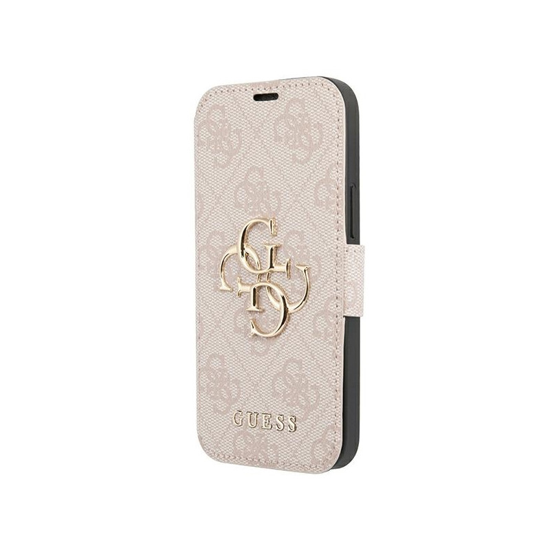 „Guess 4G“ didelis metalinis logotipo dėklas iPhone 13 Pro Max 6.7" telefonui – rožinis