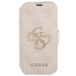 „Guess 4G“ didelis metalinis logotipo dėklas iPhone 13 Pro Max 6.7" telefonui – rožinis