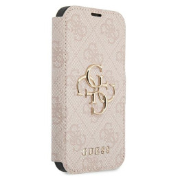 „Guess 4G“ didelis metalinis logotipo dėklas iPhone 13 Pro Max 6.7" telefonui – rožinis