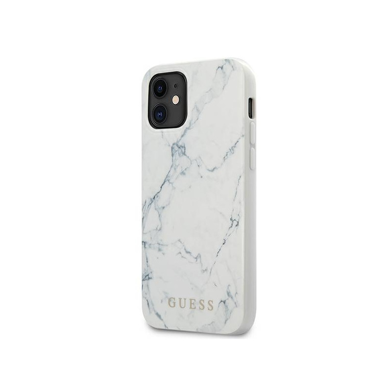 „Guess“ marmurinis dėklas, skirtas „iPhone 12 mini 5.4“ – baltas