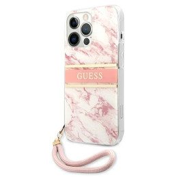 „Guess“ „Marble Strap“ kolekcijos iPhone 13 Pro Max 6.7" dėklas – rožinis