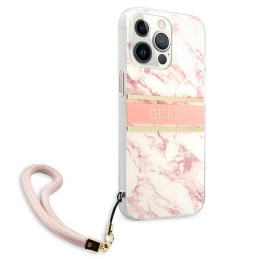 „Guess“ „Marble Strap“ kolekcijos iPhone 13 Pro Max 6.7" dėklas – rožinis