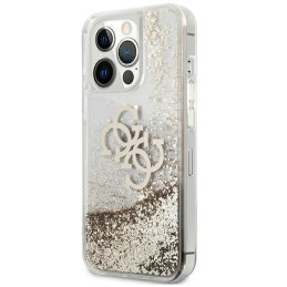 „Guess 4G Big Liquid Blizgučių“ dėklas, skirtas „iPhone 13 Pro Max 6.7“ – auksinis