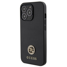 „Guess Strass“ metalinis logotipo dėklas iPhone 13 Pro Max 6.7" telefonui – juodas