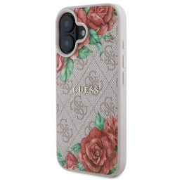 „Guess 4G“ gėlių rašto „MagSafe iPhone 16 6.1“ dėklas – rožinis