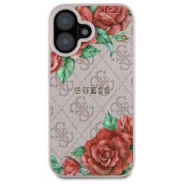 „Guess 4G“ gėlių rašto „MagSafe iPhone 16 6.1“ dėklas – rožinis