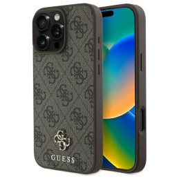 „Guess 4G“ mažas klasikinis „MagSafe“ dėklas, skirtas „iPhone 16 Pro Max 6.9“ – rudas