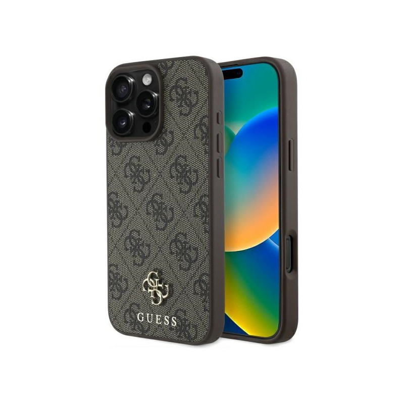 „Guess 4G“ mažas klasikinis „MagSafe“ dėklas, skirtas „iPhone 16 Pro Max 6.9“ – rudas