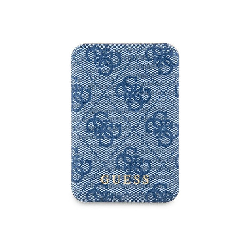 Indukcinė nešiojama baterija „Guess 4G“ su odiniu metaliniu logotipu, „MagSafe“ 15 W, 5000 mAh, mėlyna