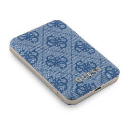 Indukcinė nešiojama baterija „Guess 4G“ su odiniu metaliniu logotipu, „MagSafe“ 15 W, 5000 mAh, mėlyna