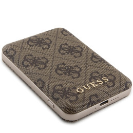 „Guess 4G“ odinis metalinis logotipas „MagSafe 15W 5000mAh“ indukcinis įkroviklis – rudas