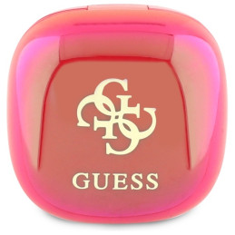 „Guess Iridescent 4G“ spausdinto logotipo TWS „Bluetooth“ ausinės + įkrovimo stotelė – fuksijos spalvos