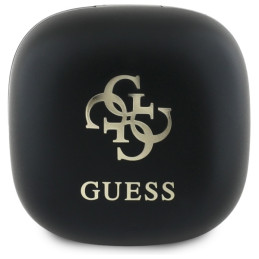 „Guess Iridescent 4G“ TWS „Bluetooth“ ausinės su spausdintu logotipu ir įkrovimo stotele – juodos