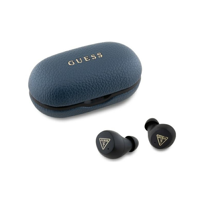 „Bluetooth“ ausinės „Guess Grained Classic Logo TWS“ su įkrovimo stotele – mėlynos