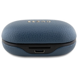„Bluetooth“ ausinės „Guess Grained Classic Logo TWS“ su įkrovimo stotele – mėlynos