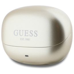 „Guess“ kapsulės formos spausdinto logotipo TWS „Bluetooth“ ausinės + įkrovimo stotelė – auksinės