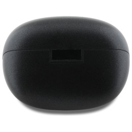 „Guess“ kapsulės formos spausdinto logotipo TWS „Bluetooth“ ausinės + prijungimo stotelė - juodos