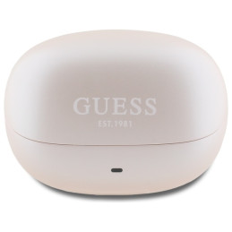 „Guess“ kapsulės formos spausdinto logotipo TWS „Bluetooth“ ausinės + įkrovimo stotelė – rožinės