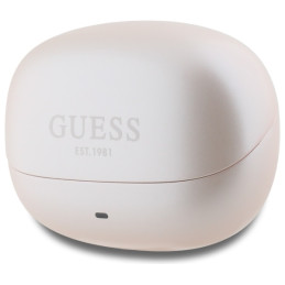 „Guess“ kapsulės formos spausdinto logotipo TWS „Bluetooth“ ausinės + įkrovimo stotelė – rožinės