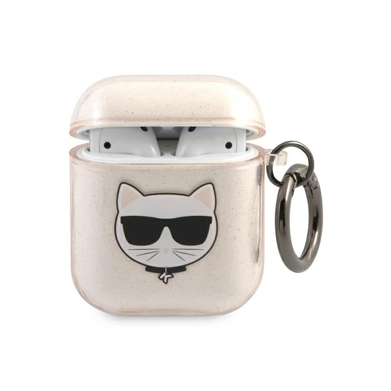 Karl Lagerfeld blizgučių kuprinė „Choupette“ AirPods 1/ 2 ausinėms – auksinė