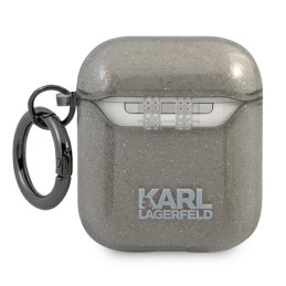 Karl Lagerfeld blizgučių kuprinė „Choupette“ AirPods 1 / 2 ausinėms – juoda