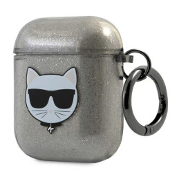 Karl Lagerfeld blizgučių kuprinė „Choupette“ AirPods 1 / 2 ausinėms – juoda