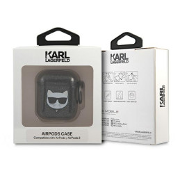 Karl Lagerfeld blizgučių kuprinė „Choupette“ AirPods 1 / 2 ausinėms – juoda