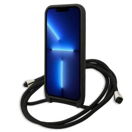 „Karl Lagerfeld“ odinis „iPhone 13 Pro“ / 13 „Iconik“ dėklas su monogramos ir virvelės uždangalu – juodas