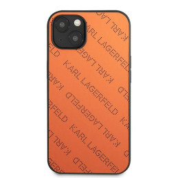 Karl Lagerfeld perforuotas iPhone 13 / 14 / 15 dėklas 6.1" – oranžinis