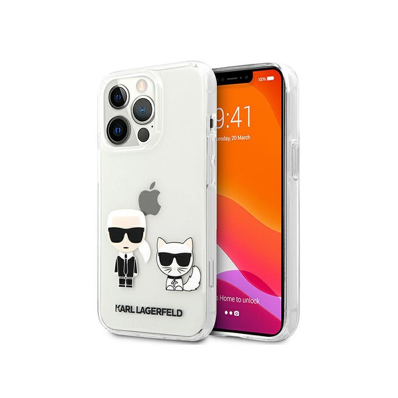 „Karl Lagerfeld Karl & Choupette“ dėklas, skirtas „iPhone 13 Pro Max 6.7“ – permatomas