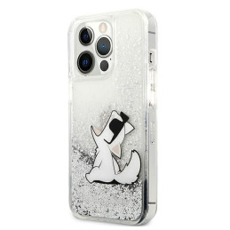 „Karl Lagerfeld“ skysto blizgučio „Choupette Fun“ dėklas, skirtas „iPhone 13 Pro Max 6.7“ – sidabrinis