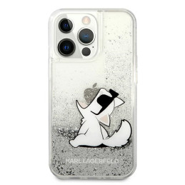 „Karl Lagerfeld“ skysto blizgučio „Choupette Fun“ dėklas, skirtas „iPhone 13 Pro Max 6.7“ – sidabrinis