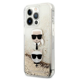 Karl Lagerfeld skysto blizgučio Karl&Choupette galvos dėklas iPhone 13 Pro Max 6.7" - auksinis