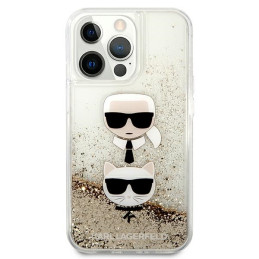Karl Lagerfeld skysto blizgučio Karl&Choupette galvos dėklas iPhone 13 Pro Max 6.7" - auksinis