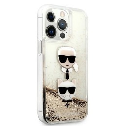 Karl Lagerfeld skysto blizgučio Karl&Choupette galvos dėklas iPhone 13 Pro Max 6.7" - auksinis