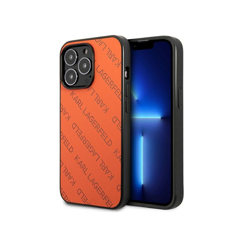 Karl Lagerfeld perforuotas iPhone 13 Pro Max 6.7" dėklas – oranžinis