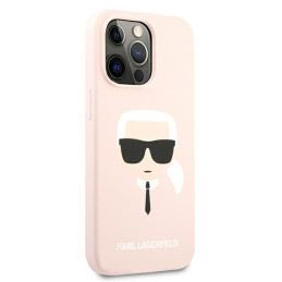 „Karl Lagerfeld“ silikoninis „Karl& 39 s Head“ dėklas, skirtas „iPhone 13 Pro Max 6.7“ – šviesiai rožinis