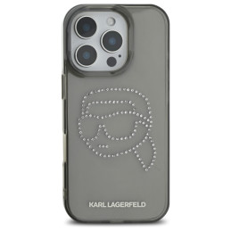 „Karl Lagerfeld IML“ „Rhinestones Karl Head“ dėklas, skirtas „iPhone 16 Pro Max 6.9“ – juodas