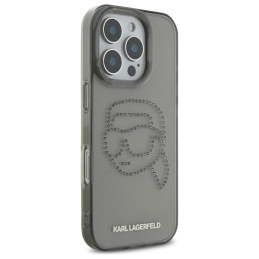 „Karl Lagerfeld IML“ „Rhinestones Karl Head“ dėklas, skirtas „iPhone 16 Pro Max 6.9“ – juodas