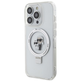 „Karl Lagerfeld“ žiedinis stovas „Karl&Choupettte MagSafe“ dėklas, skirtas „iPhone 15 Pro 6.1“ – baltas