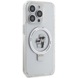 „Karl Lagerfeld“ žiedinis stovas „Karl&Choupettte MagSafe“ dėklas, skirtas „iPhone 15 Pro 6.1“ – baltas