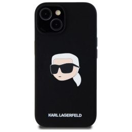 „Karl Lagerfeld“ silikoninis „MagSafe“ dėklas su „Karl Head“ atvaizdu, skirtas „iPhone 15 6.1“ – juodas