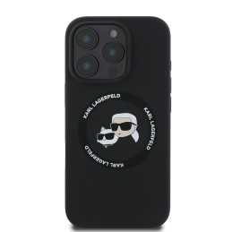„Karl Lagerfeld“ silikoninis „Karl&Choupette Heads“ „MagSafe“ dėklas, skirtas „iPhone 16 Pro 6.3“ – juodas