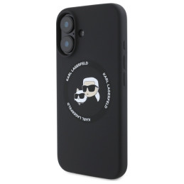 „Karl Lagerfeld“ silikoninis „Karl&Choupette Heads“ „MagSafe“ dėklas, skirtas „iPhone 16 6.1“ – juodas