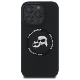 „Karl Lagerfeld“ silikoninis „Karl&Choupette Heads“ „MagSafe“ dėklas, skirtas „iPhone 16 Pro Max 6.9“ – juodas