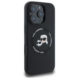 „Karl Lagerfeld“ silikoninis „Karl&Choupette Heads“ „MagSafe“ dėklas, skirtas „iPhone 16 Pro Max 6.9“ – juodas