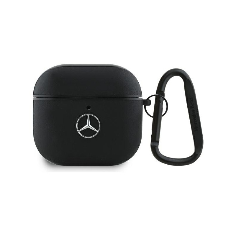 „Mercedes“ odinis metalinis logotipo dėklas „AirPods 4“ – juodas
