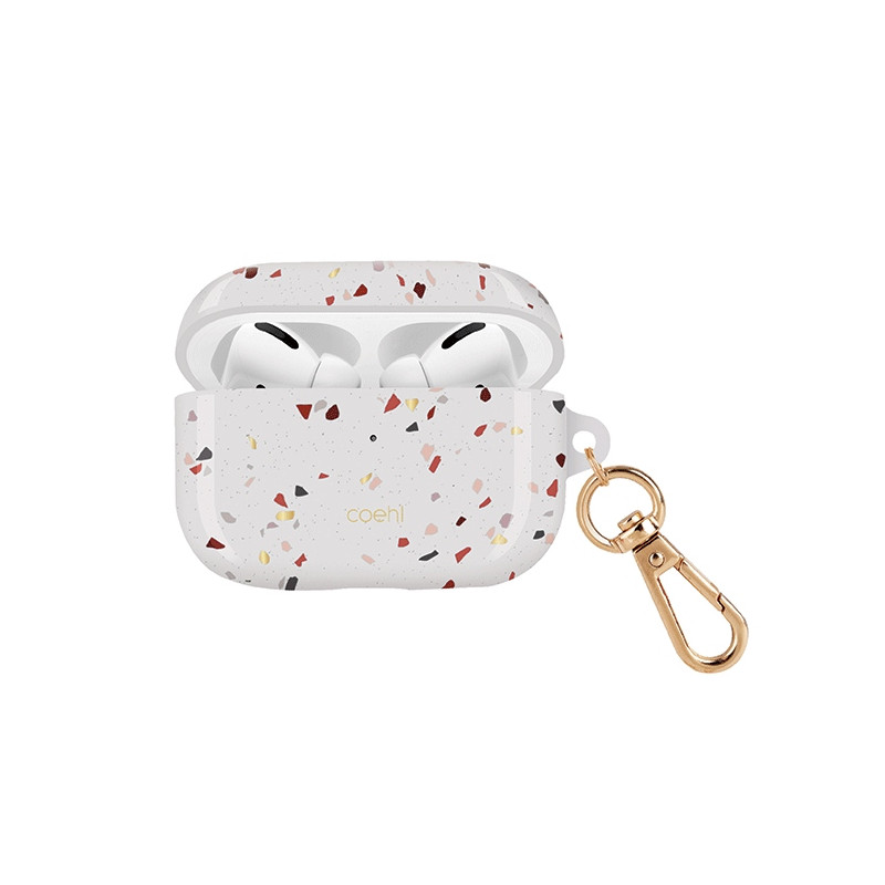 UNIQ Coehl Terrazzo dėklas, skirtas „AirPods Pro“ ausinėms – baltas
