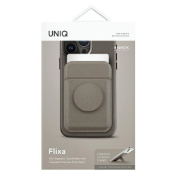UNIQ Flixa MagSafe magnetinė piniginė su stovu – pilka